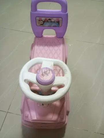 Pink Ride-On Push Car with Steering Wheel for Toddlers