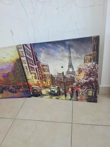 Large Decorative Paris Street Canvas with Eiffel Tower