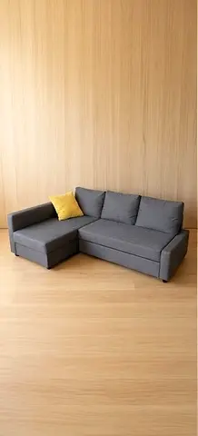 Grey L-shaped Sofa bed with Storage Chaise - Good Condition