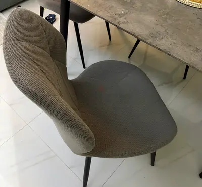 Grey Upholstered Dining Chair with Curved Back Table(Set Item)
