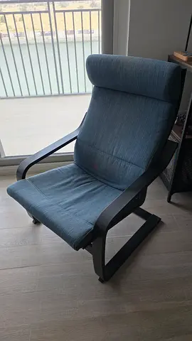 IKEA POÄNG-style Comfortable Armchair with Cushion - Blue