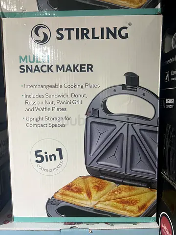 Stirling 5-in-1 Multi Snack Maker - Sandwich, Waffle, Grill Plates (New in Box)