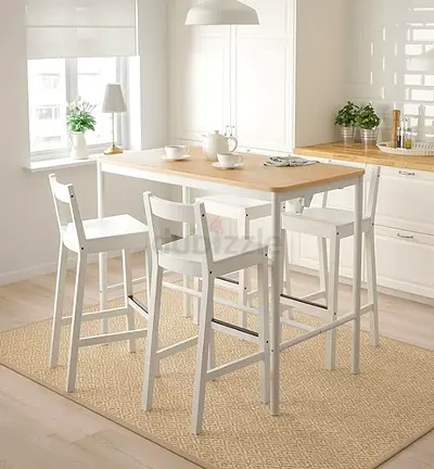 IKEA Solid Wood Kitchen Island Table  - White  Natural