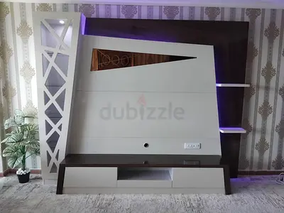 Modern TV Entertainment Unit with Shelves and LED Lighting