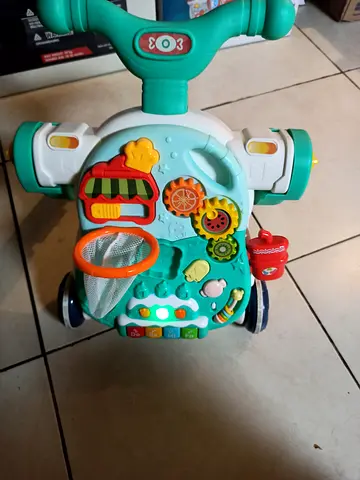 Baby activity walker with interactive play panel and lights