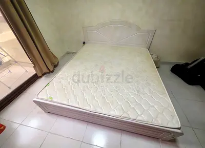 White Double Bed Frame with Mattress - Good Condition