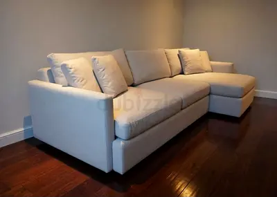 Beige colour Cratebarrel L-Shaped sofa