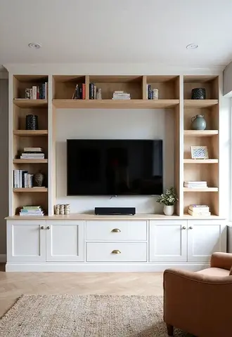 Custom Built-in Entertainment Unit with Shelving and Storage