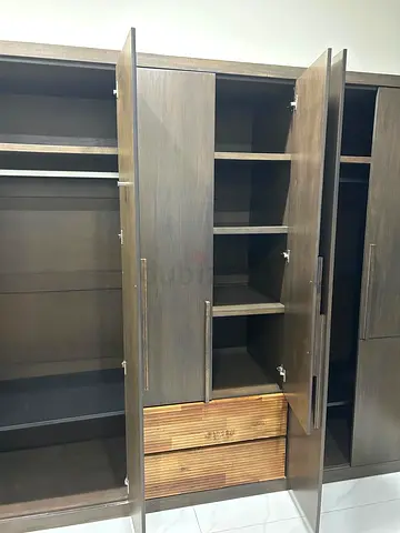 Large Wooden Wardrobe with Shelves and Drawers - Good Condition