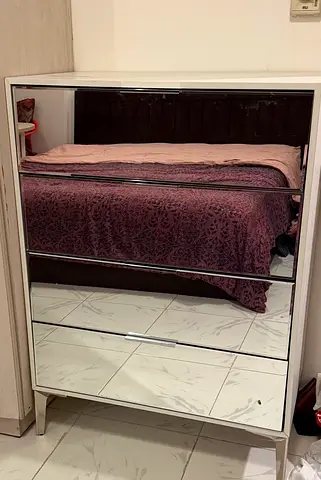 White Mirrored Chest of Drawers - 4 Drawer Dresser