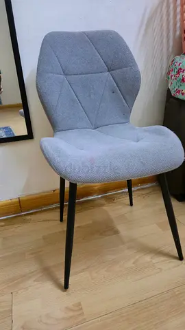 Grey Upholstered Dining/Accent Chair with Black Legs