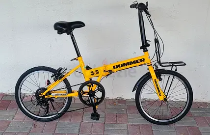 Yellow Hummer folding bicycle — compact 20 commuter bike