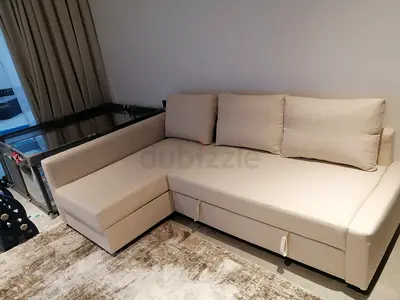 Beige L-shaped 3-seater Sofa with Chaise - Good Condition