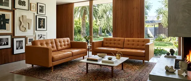 Mid-century Leather Sofa Set — Excellent Condition