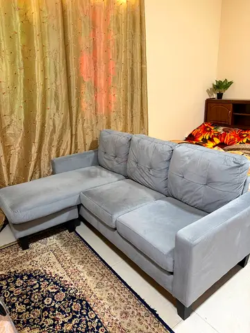 3-Seater L-Shaped Grey Fabric Sofa with Chaise
