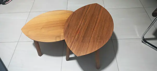 Set of 2 Wooden Nesting Coffee Tables - Oval Mid-Century Style... original price 800 aed