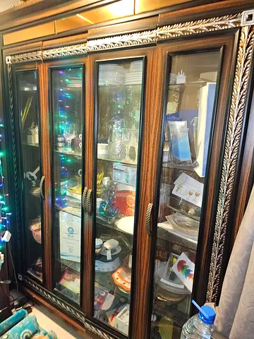 Large Wooden Glass Display Cabinet / China Cabinet - Dark Finish