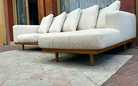 West Elm L Shape Sofa Beige Excellent Condition