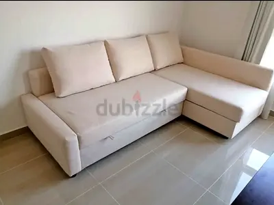 Light Beige L-shaped Sofa - 3-seater with Chaise, Good Condition