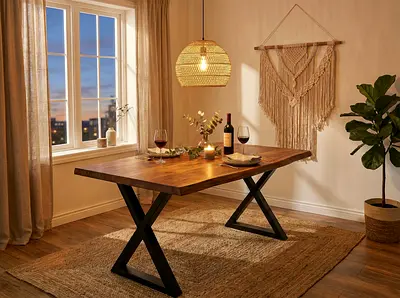 Live Edge slab Natural wooden dining Table 120 * 65 cm