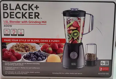 BLACK+DECKER 1.5L Blender with Grinding Mill - 400W (BX4130-B5) - New in Box