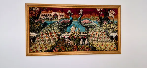 Golden Framed wall home decor of  hand made weaving display