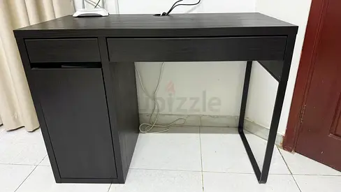 IKEA MICKE compact desk with storage — black, used