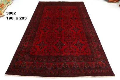 2x3m Handmade Large Red Afghan Rug carpet - 196 x 293 cm