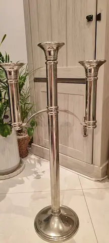 Pair of Elegant Silver 3-Arm Candle Holders / Candelabras