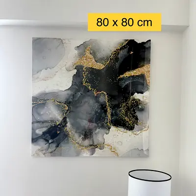 Gold  Black Wall Art Canvas 80 x 80 cm