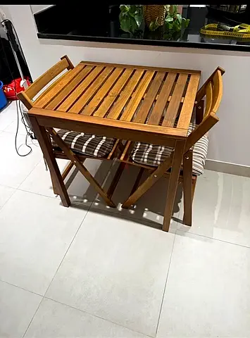 Compact Foldable Wooden Dining Set with 2 Chairs