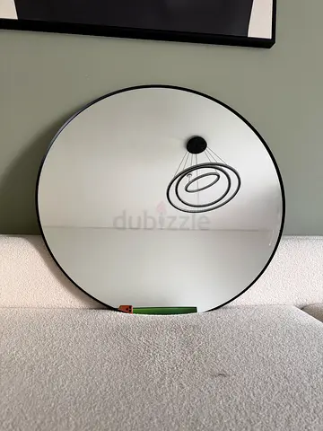 Round Wall Mirror with Black Frame