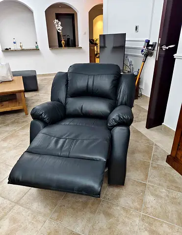 Black Leather Recliner Armchair -