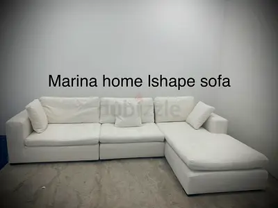 Marina home white color lshape sofa