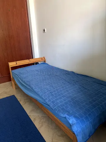 Single wooden bed frame with mattress – good condition
