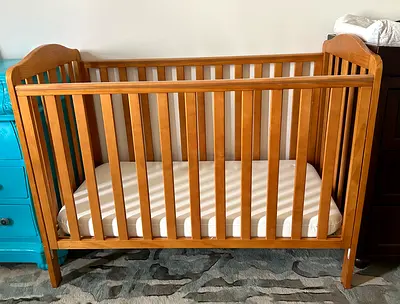 Solid Wood Baby Cot with Waterproof Mattress