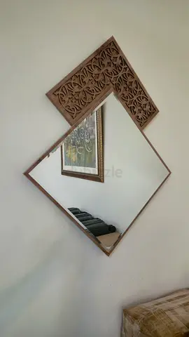 Decorative Mirror Wall Geometric Carved wooden frame