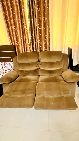 Comfortable 2-Seater Recliner Sofa in Brown Velvet - Good Condition