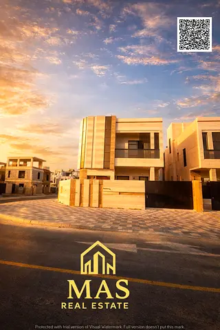🏡 فيلا زاوية فاخرة للبيع في الباهية – عجمان | أرضي + أول + روف | 6 غرف | موقع مميز