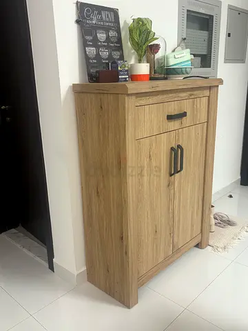 Compact Wooden Shoe rack Cabinet with Door and Drawer - Light Oak