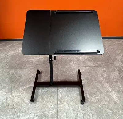 Adjustable Laptop/Overbed Table with Tilting Top - Black