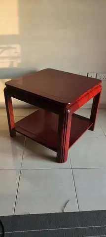 Solid Wood Side Table with Lower Shelf - Good Condition