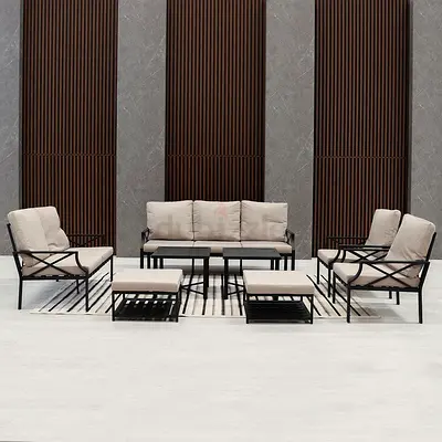 9 seater Outdoor/Indoor Metal Frame Sofa Set with Cushions