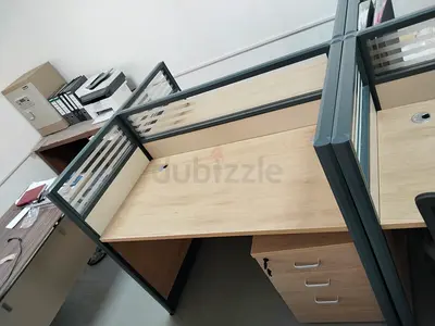 Set of 4 Office Workstations with Storage Drawers - Good Condition