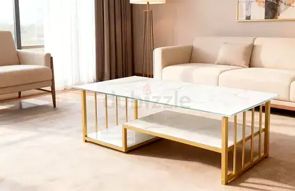 Modern Marble Effect Coffee Table with Gold Frame