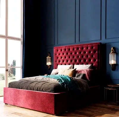Headboard Designe Queen size fully customisable bedframe in soft Fabric storage can be installed