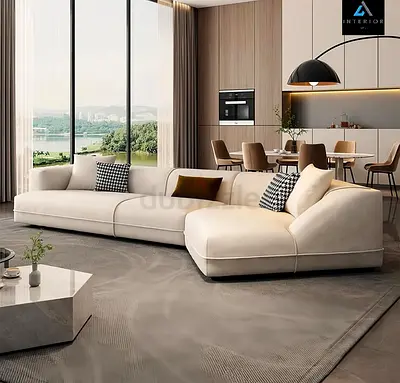 Modern L-shaped curved sectional sofa