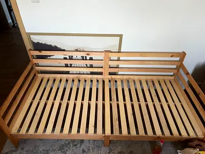 Solid Pine Daybed / Single Wooden Bed Frame - Good Condition