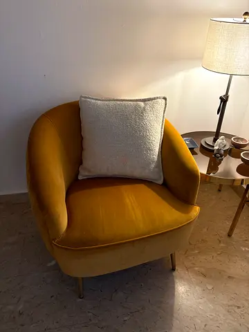 Mustard Yellow Velvet Accent Armchair - Good Condition from The One Reem mall