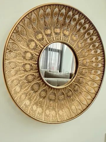 Large Round Decorative Gold Wall Mirror